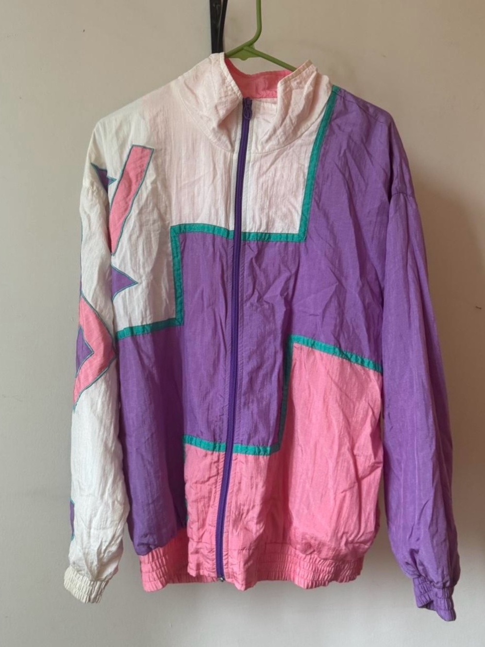 Avon Pink and White Colorblock Jacket 80,s